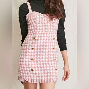 NWT Pink houndstooth tweed dress